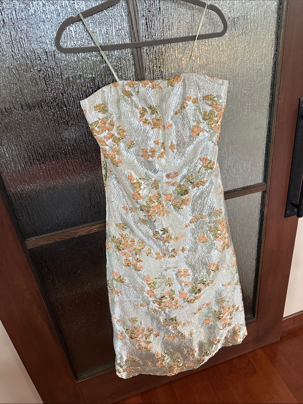 STAUD Kennedy Strapless Brocade Midi Dress size 8. - Picture 11 of 17